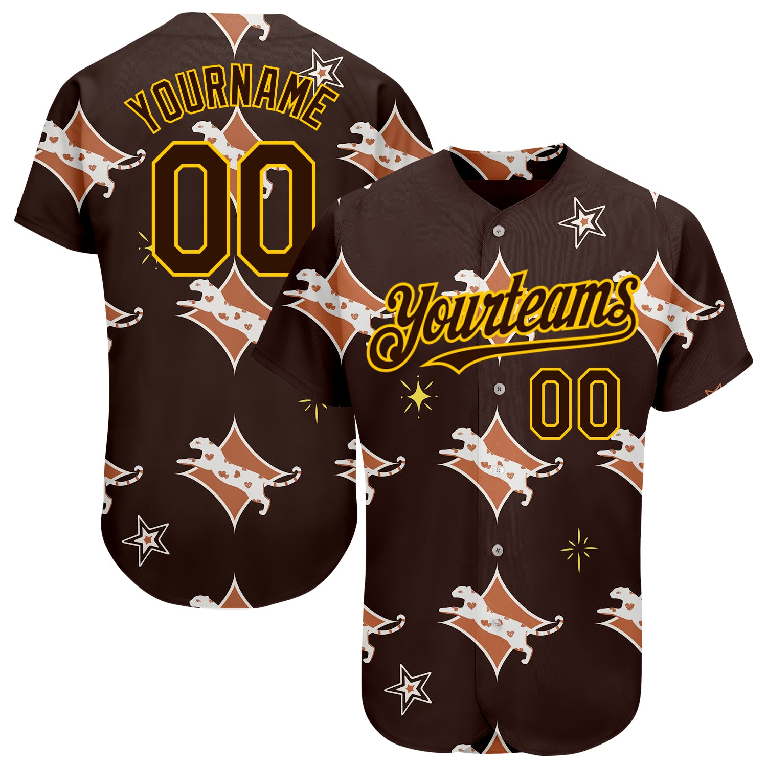3DPattern1558_1500x.jpg Brown Yellow 3D Pattern Design Leopard Authentic Custom Jersey - Image 1