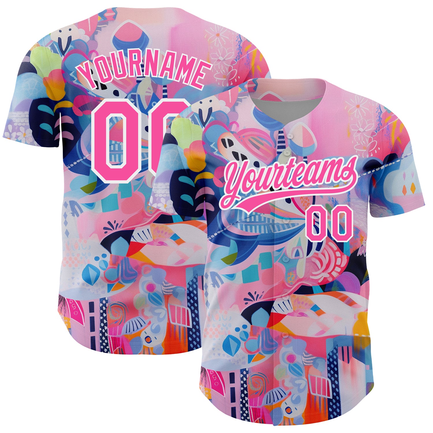 3DPattern3550_1500x.jpg Pink White 3D Pattern Design Abstract Painting Authentic Custom Jersey - Image 1