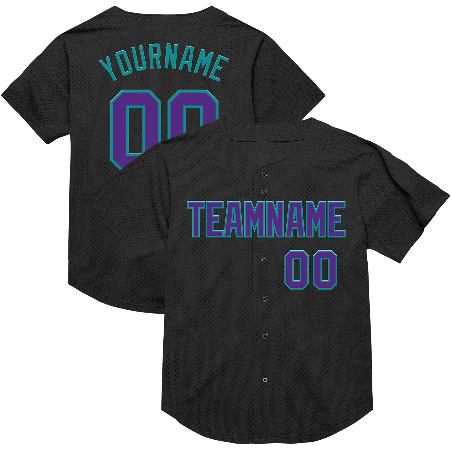 Black2170_1500x.jpg Black Purple-Teal Mesh Authentic Throwback Custom Jersey - Image 1
