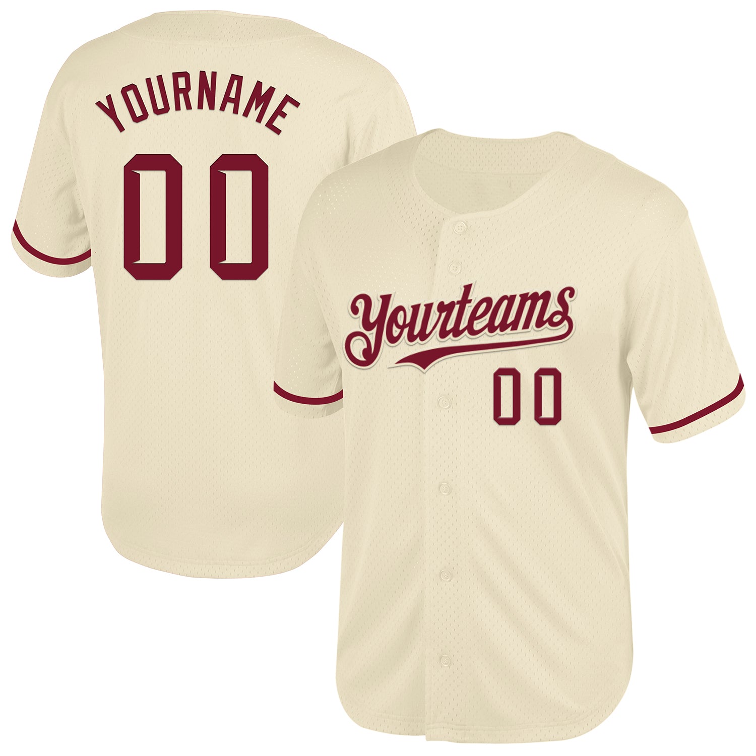 Cream0727_1500x.jpg Cream Crimson Mesh Authentic Throwback Custom Jersey - Image 1