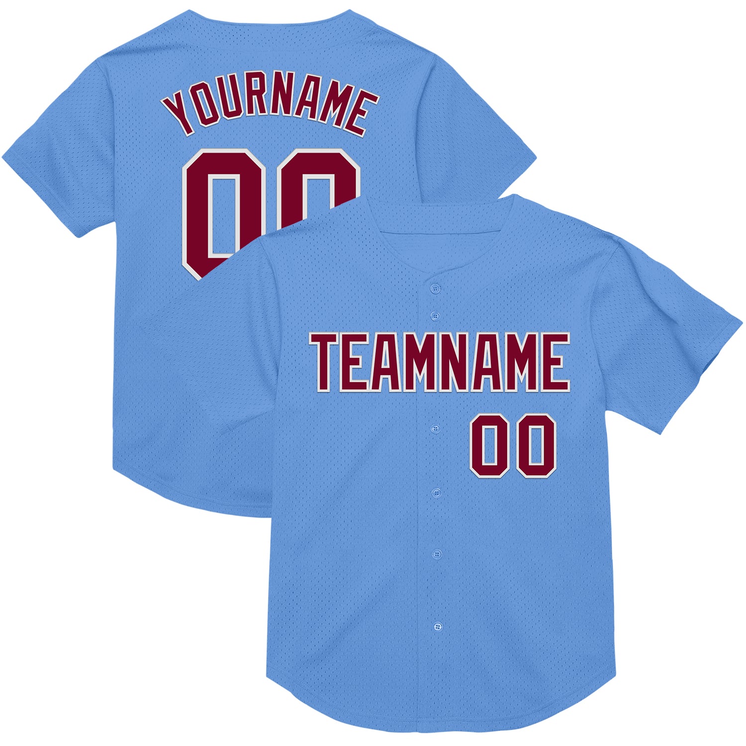 LightBlue0722_1500x.jpg Light Blue Maroon-White Mesh Authentic Throwback Custom Jersey - Image 1