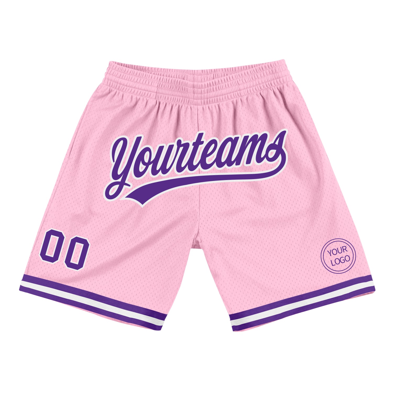 LightPink0019_1500x.jpg Light Pink Purple-White Authentic Throwback Custom Shorts - Image 1