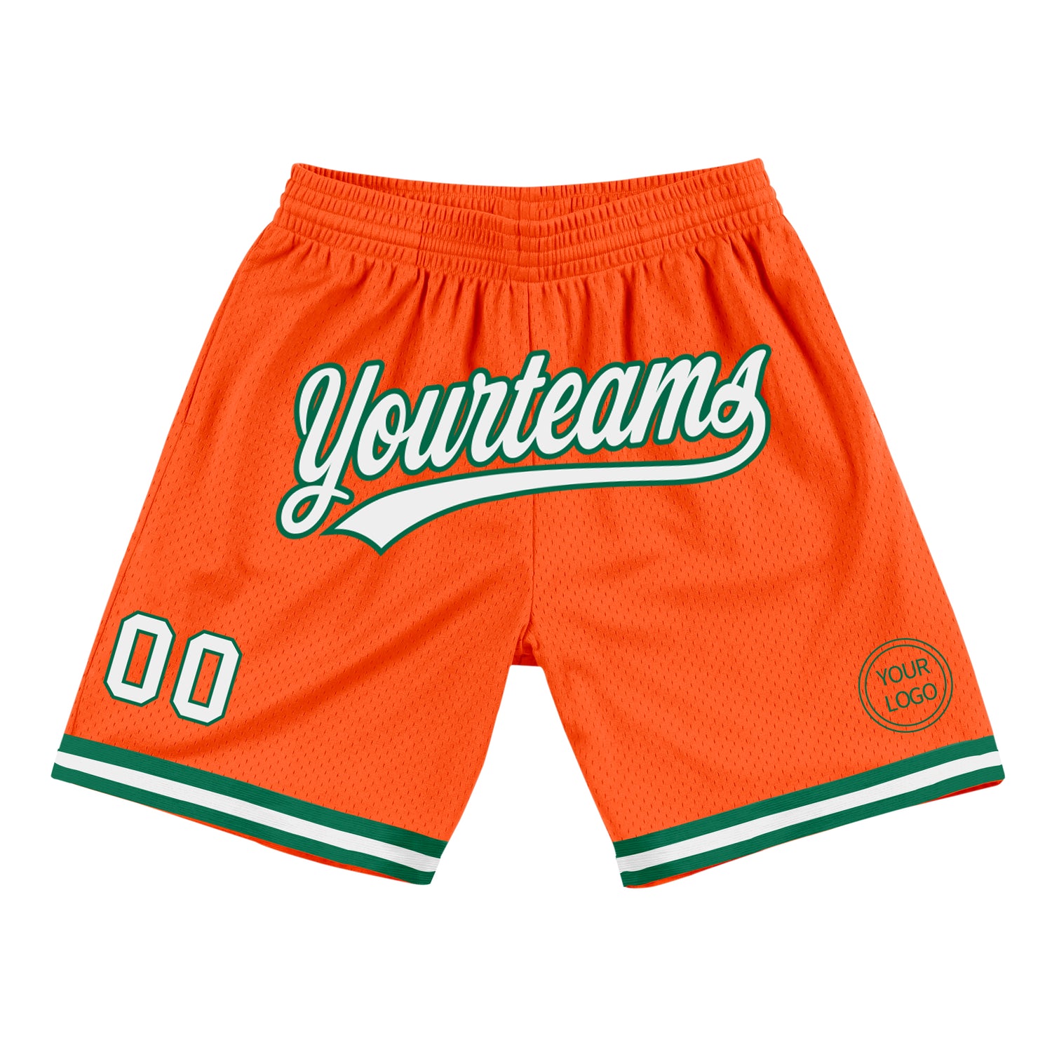 Orange0329_1500x.jpg Orange White-Kelly Green Authentic Throwback Custom Shorts - Image 1