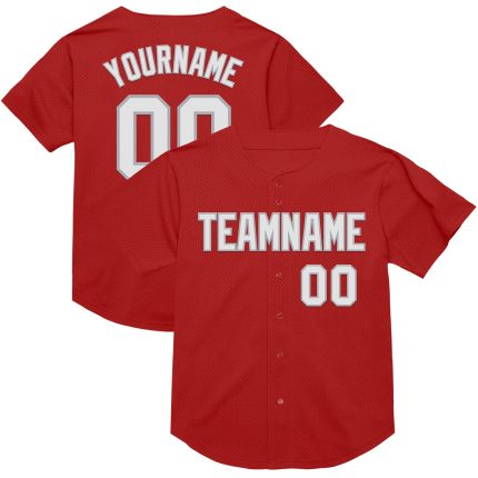 Red White-Gray Mesh Authentic Throwback Custom Jersey