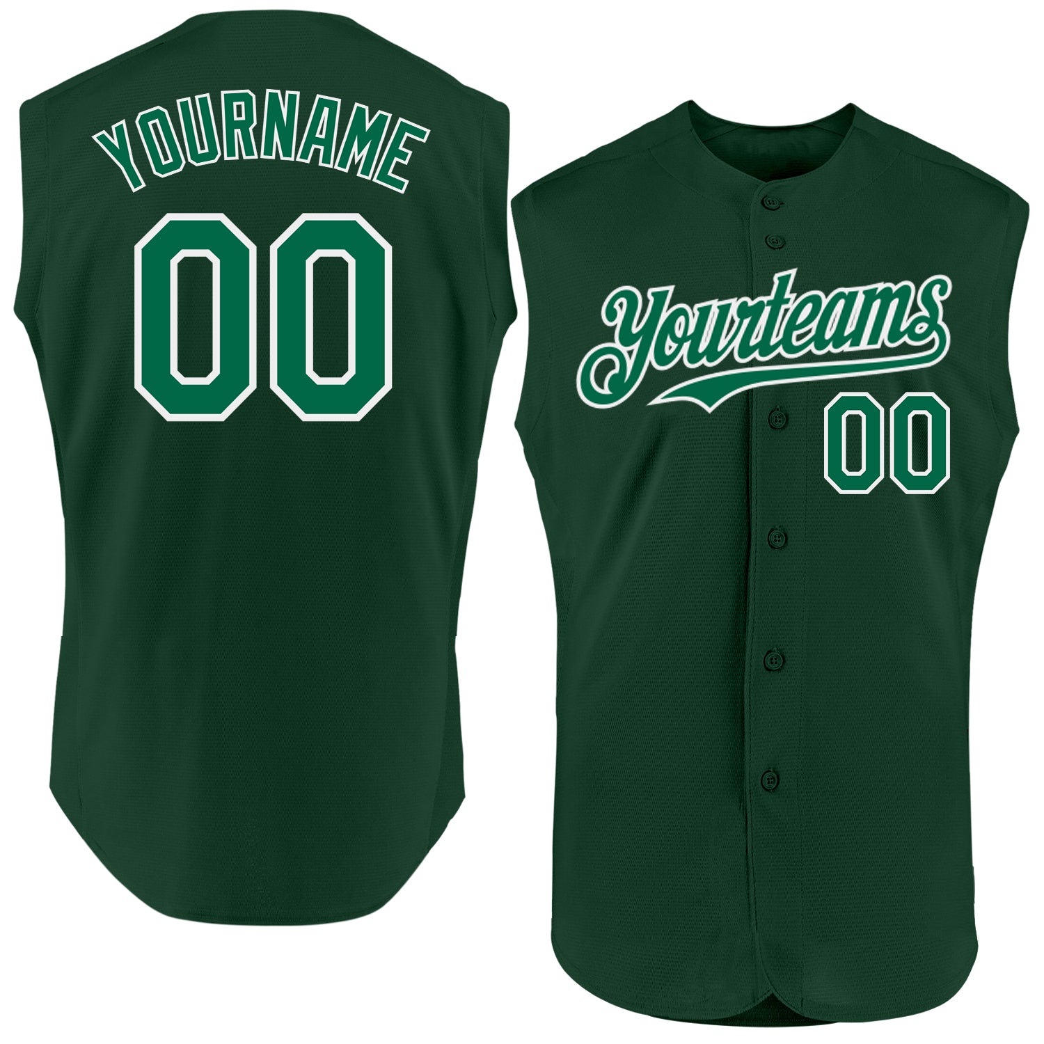 Sleeveless0182_1500x.jpg Green Kelly Green-White Authentic Sleeveless Custom Jersey - Image 1