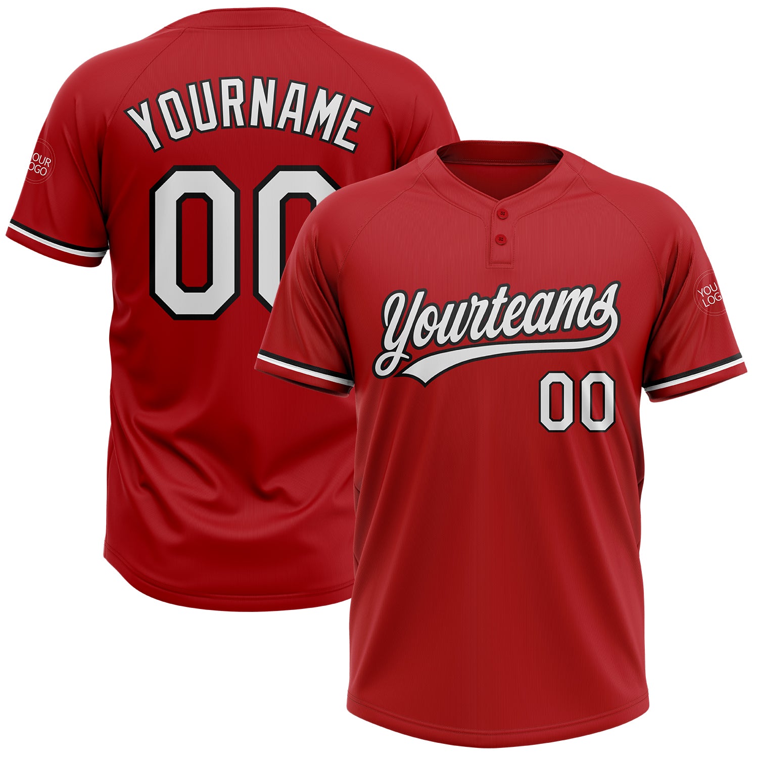 Softball0366_1500x.jpg Red White-Black Two-Button Unisex Custom Jersey - Image 1
