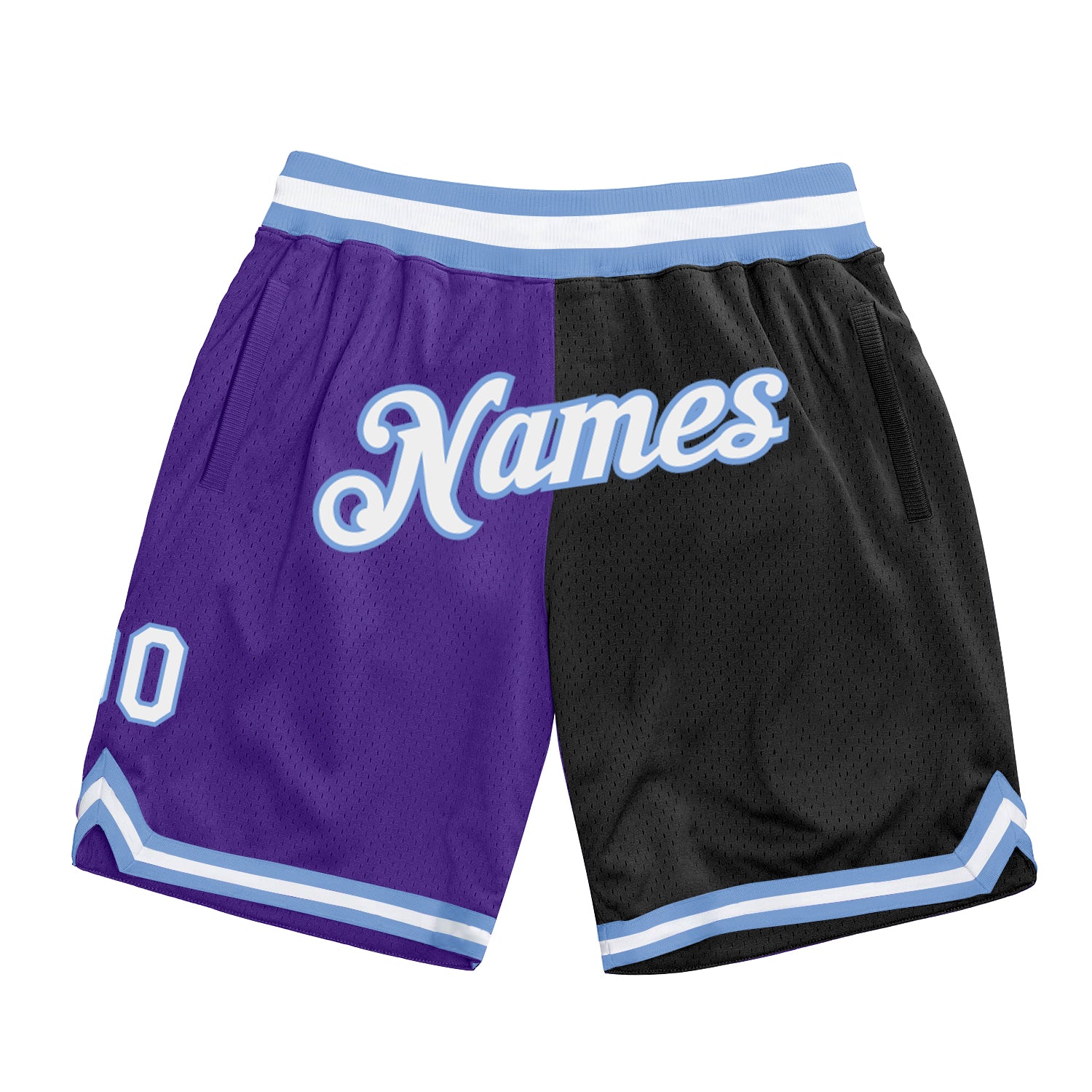 split_0444_1500x.jpg Purple White-Black Authentic Throwback Split Fashion Custom Shorts - Image 1